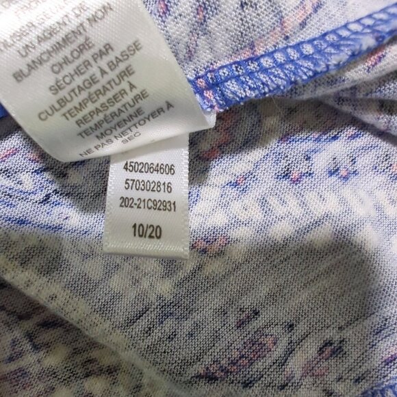 Chico's Blue Paisley Print V-Neck with sheer Chiffon hem Tunic Chico's 2 Sz 12‎ - Picture 8 of 14